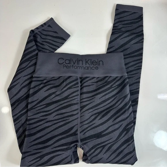 CALVIN KLEIN leggings performance ANIMAL PRINT sexy  athletic wear black S small - Picture 5 of 7